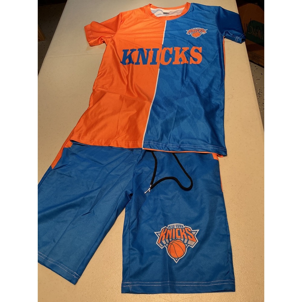 New York Knicks Mens T-Shirt and Shorts Blue Orange Camo Size S NBA Basketball